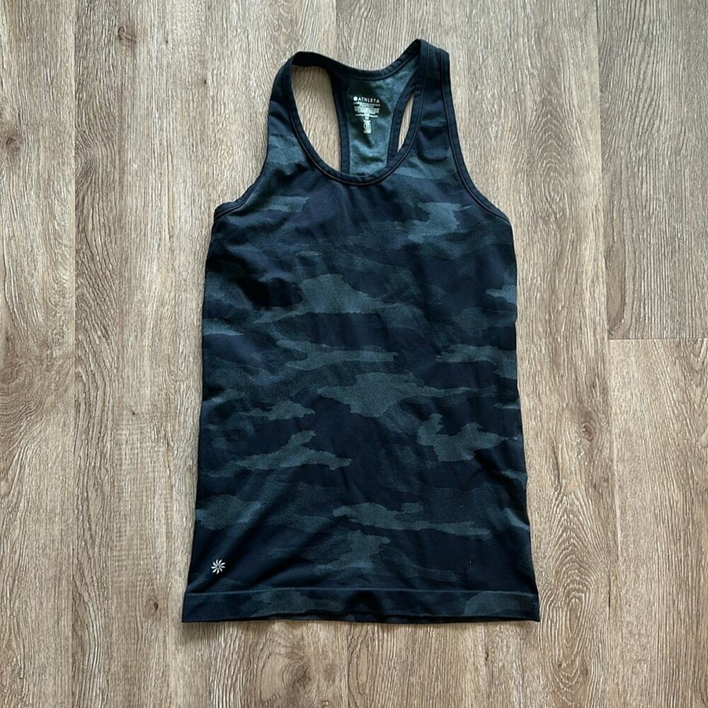 Athleta Speedlight Seamless Camo Tank‎ Top Black Size XS